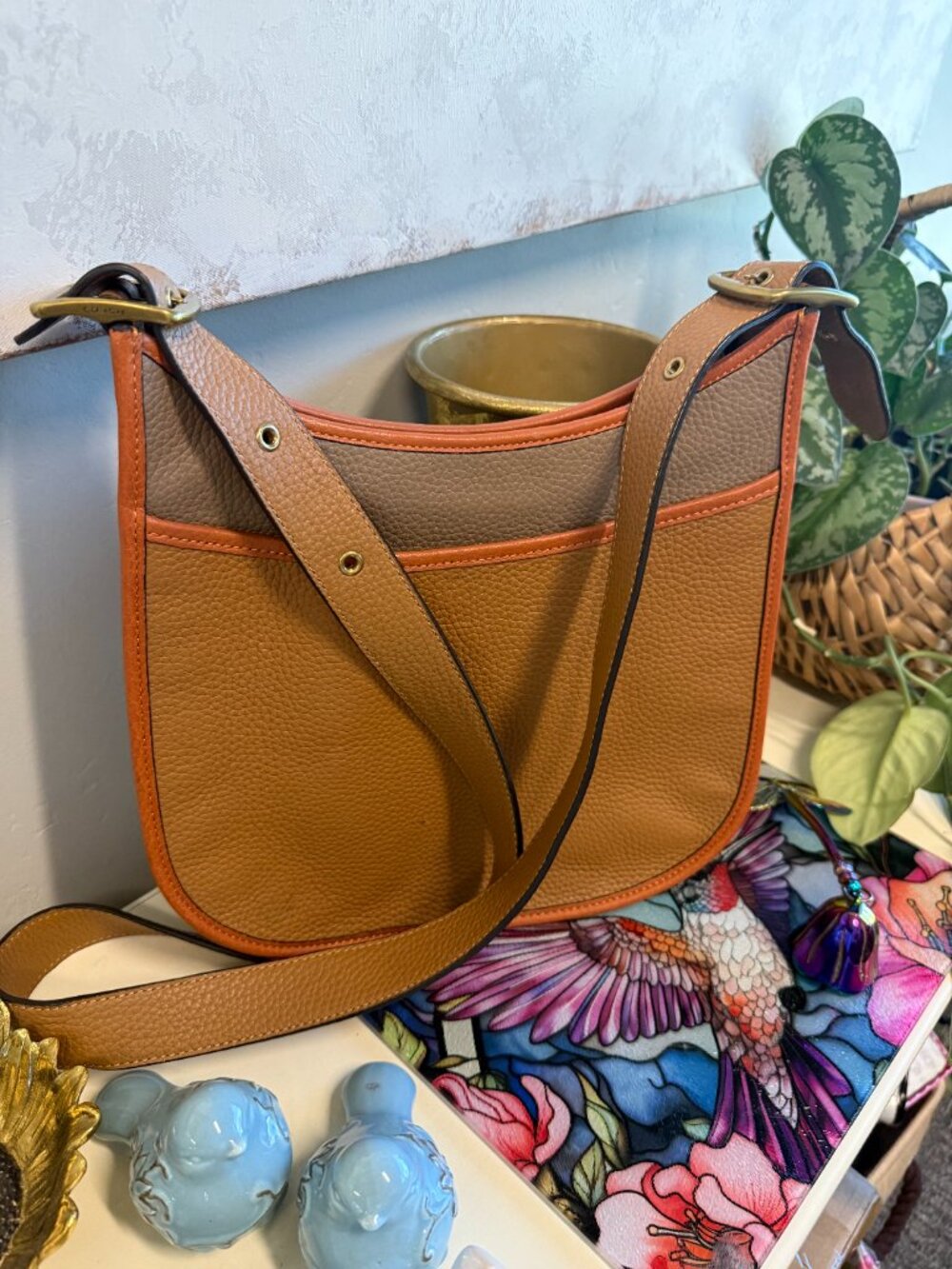 COACH "Emery" Pebble Leather Color Block Adjustable Shoulder/Crossbody Bag - Picture 3 of 15